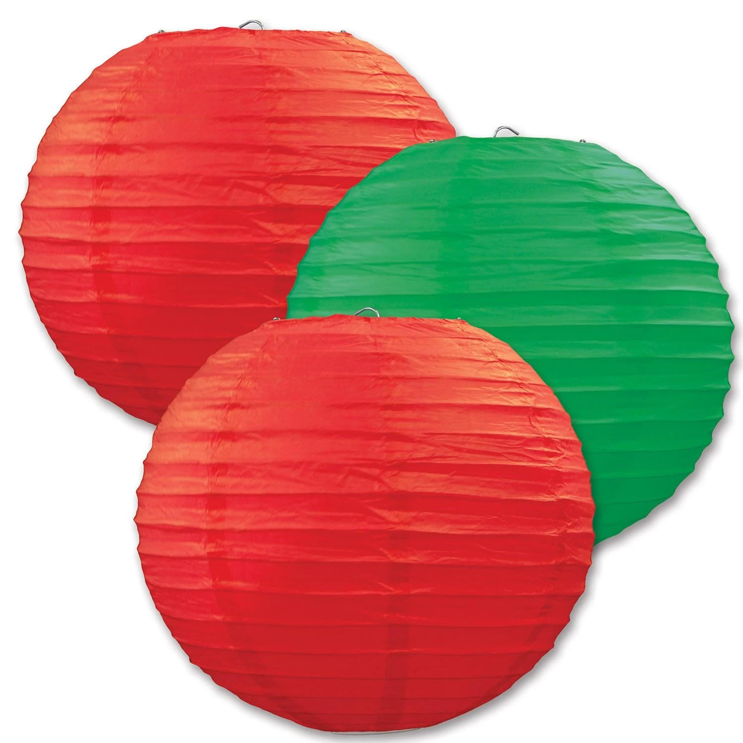 Christmas Paper Lanterns Assorted Red & Green (3 Per Package) 1 Christmas Paper Lanterns Assorted Red & Green (3 Per Package)
