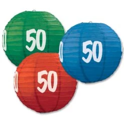 50th Birthday Party Paper Lanterns (3 Per Package)