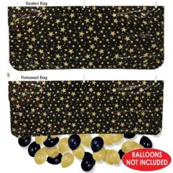 New Year's Eve Plastic Balloon Bag - Black & Gold - Bag Only -Bulk Party Supplies Shop 54612 BKGD i2