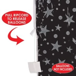 New Year's Eve Plastic Balloon Bag - Black & Silver - Bag Only -Bulk Party Supplies Shop 54612 BKS i6