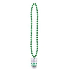 Graduation Party Bead Necklaces With Grad Glass - Green
