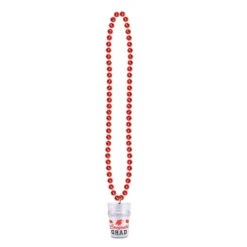 Graduation Party Bead Necklaces With Grad Glass - Red
