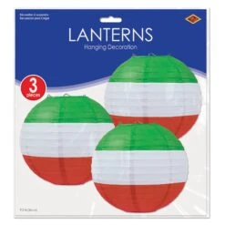 Fiesta Red, White & Green Paper Lanterns (3 Per Package) -Bulk Party Supplies Shop 54655 RWG i3