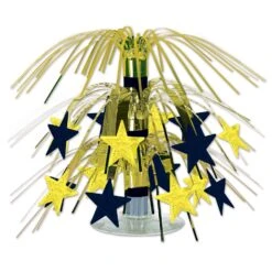 New Year's Eve Star Mini Cascade Centerpiece - Black & Gold