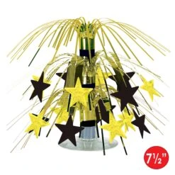 New Year's Eve Star Mini Cascade Centerpiece - Black & Gold -Bulk Party Supplies Shop 54669 BKGD i5