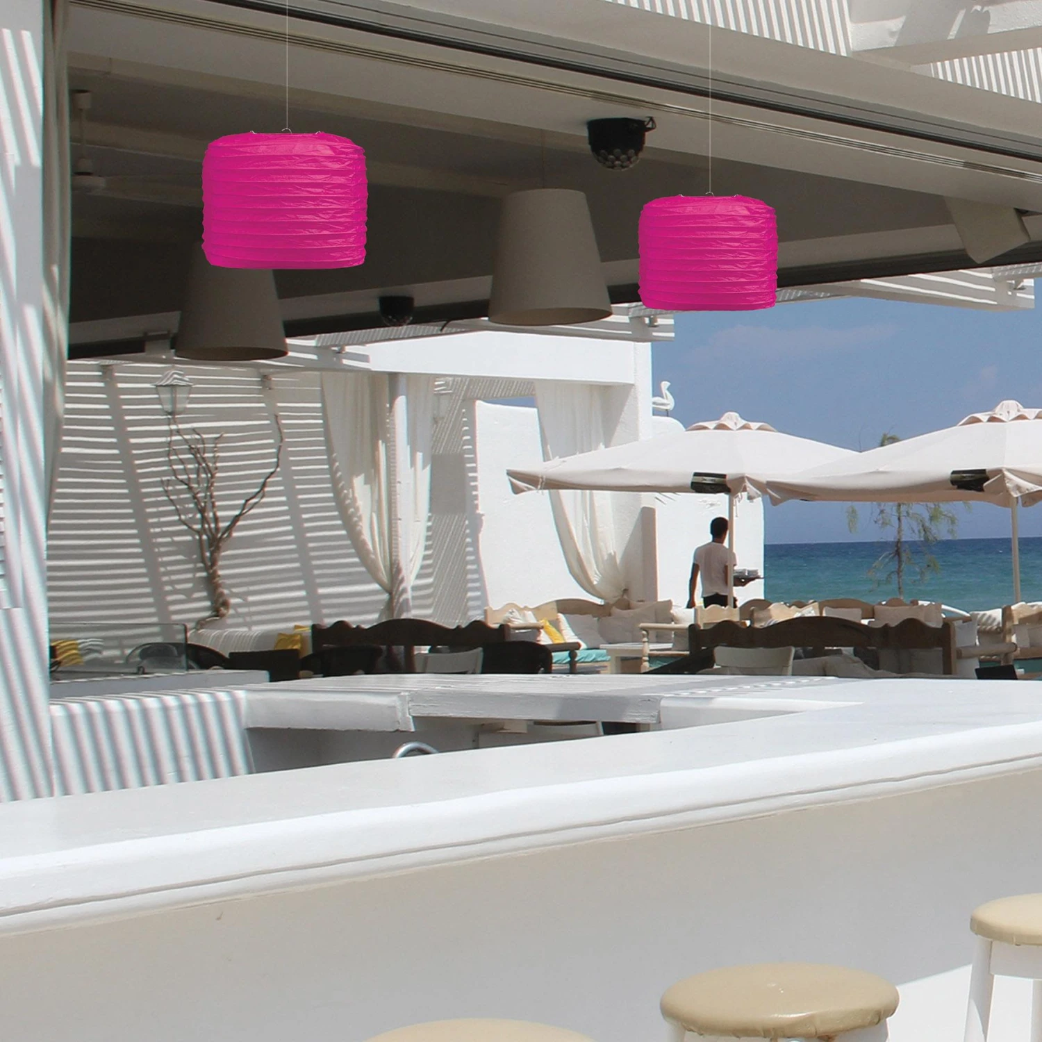 Party Square Paper Lanterns Cerise (2 Per Package) 2 Party Square Paper Lanterns Cerise (2 Per Package) - Image 2