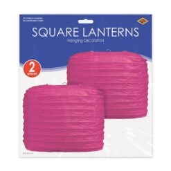 Party Square Paper Lanterns Cerise (2 Per Package) 8 Party Square Paper Lanterns Cerise (2 Per Package) -Bulk Party Supplies Shop 54734 C i3