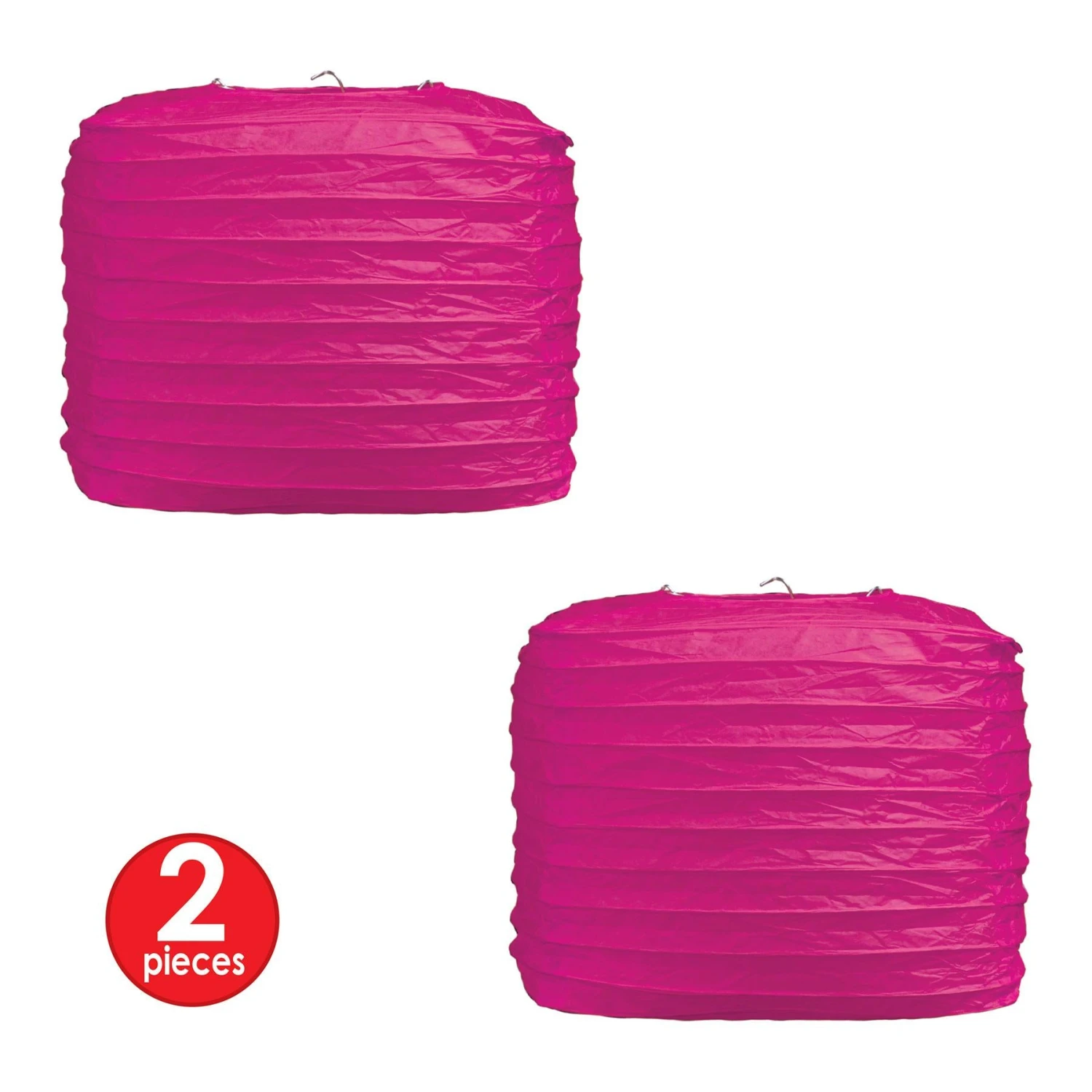 Party Square Paper Lanterns Cerise (2 Per Package) 4 Party Square Paper Lanterns Cerise (2 Per Package) - Image 4
