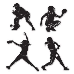 Softball Party Silhouettes (4 Per Package)