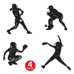 Softball Party Silhouettes (4 Per Package) -Bulk Party Supplies Shop 54761 i4