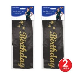 Glittered Birthday Girl Satin Sash (6 Packages) 12 Glittered Birthday Girl Satin Sash (6 Packages) -Bulk Party Supplies Shop 54788 GD i3 1