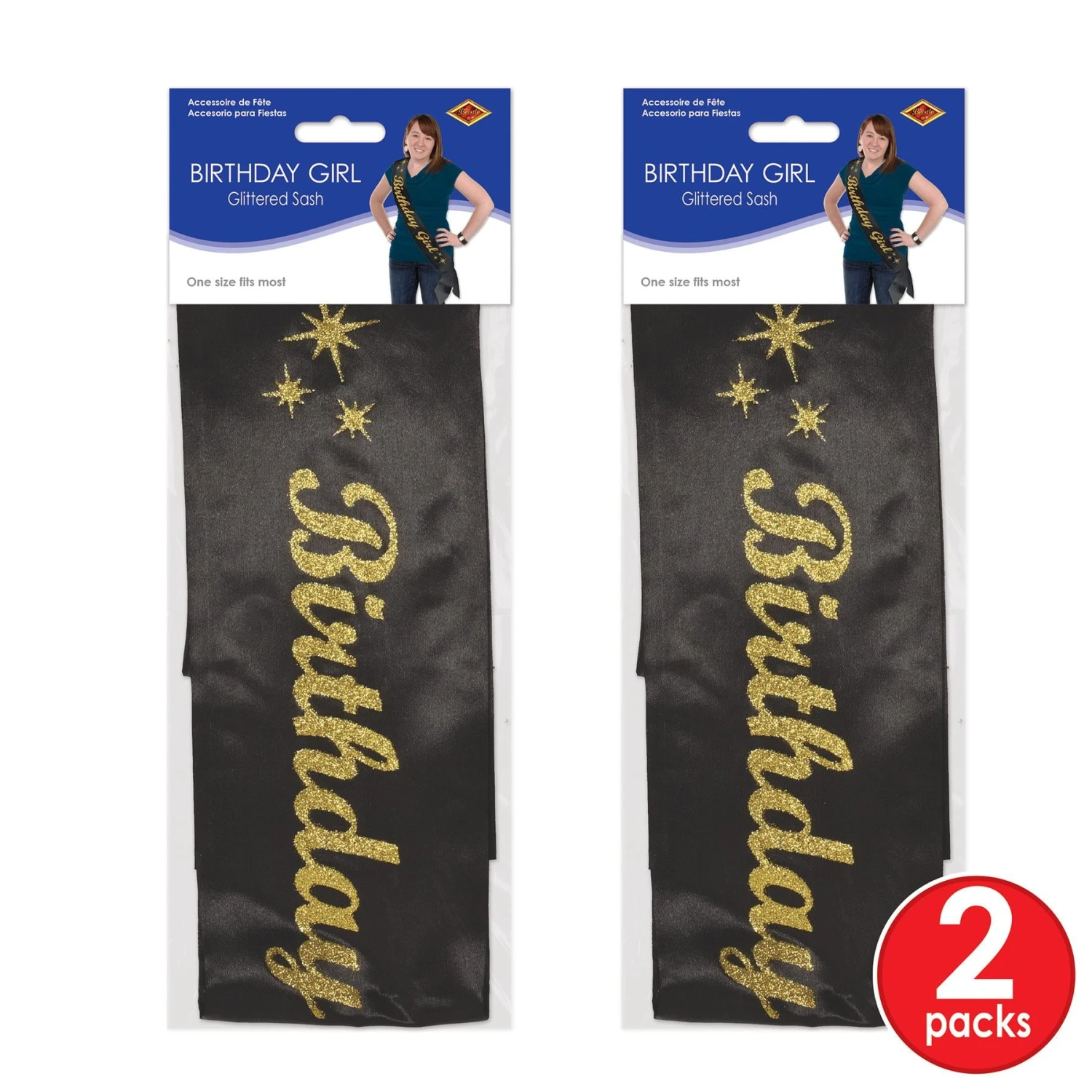 Glittered Birthday Girl Satin Sash (6 Packages) 5 Glittered Birthday Girl Satin Sash (6 Packages) - Image 5