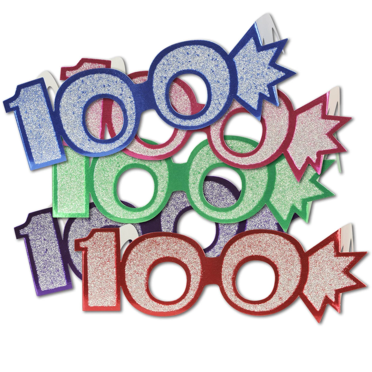 100th Birthday Party Glittered Foil Eyeglasses 2 100th Birthday Party Glittered Foil Eyeglasses - Image 2