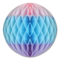 Tri-Color Tissue Ball Decoration - Pink - Light Blue - Lavender