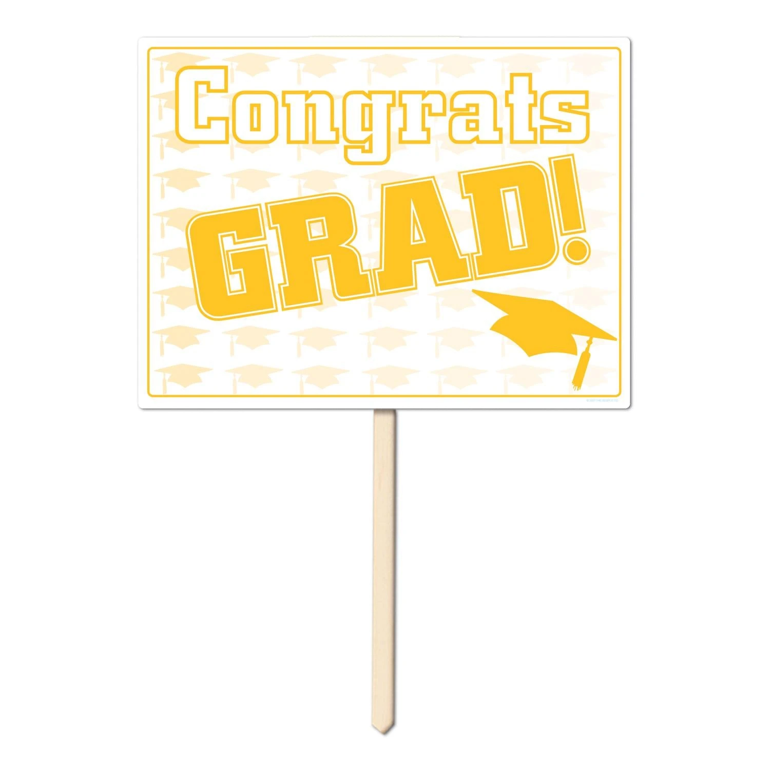 Plastic Congrats Grad Graduation Party Yard Sign- Yellow 1 Plastic Congrats Grad Graduation Party Yard Sign- Yellow
