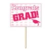 Plastic Congrats Grad Graduation Party Yard Sign- Pink -Bulk Party Supplies Shop 54906 P