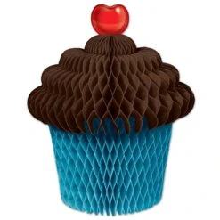 Tissue Cupcake Centerpiece - Brown & Turquoise
