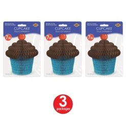 Tissue Cupcake Centerpiece - Brown & Turquoise -Bulk Party Supplies Shop 54930 BT i3 1