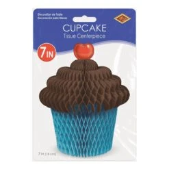 Tissue Cupcake Centerpiece - Brown & Turquoise -Bulk Party Supplies Shop 54930 BT i3
