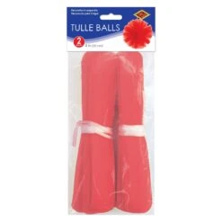 Party Red Tulle Balls (2 Per Package) 7 Party Red Tulle Balls (2 Per Package) -Bulk Party Supplies Shop 54940 R i3