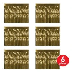 1-Ply Metallic Party Fringe Drape - Gold -Bulk Party Supplies Shop 55038 GD i4 1