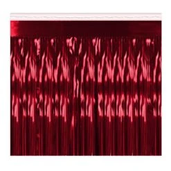 1-Ply Metallic Party Fringe Drape - Red