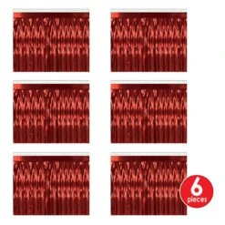1-Ply Metallic Party Fringe Drape - Red -Bulk Party Supplies Shop 55038 R i4 1