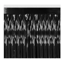 Packaged 1-Ply Metallic Party Fringe Drape - Black