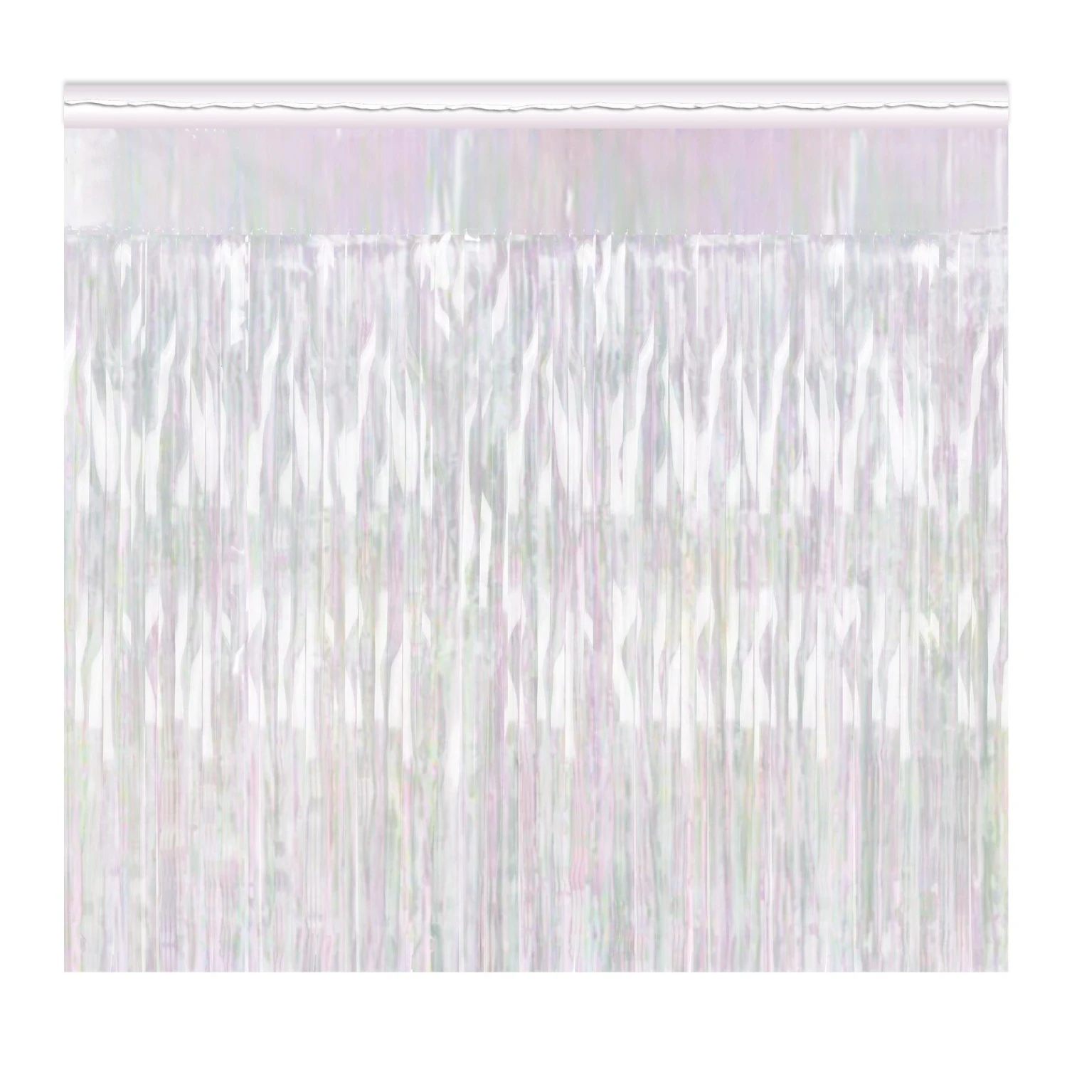 Packaged 1-Ply Metallic Party Fringe Drape - Opalescent 1 Packaged 1-Ply Metallic Party Fringe Drape - Opalescent