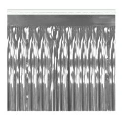 Packaged 1-Ply Metallic Party Fringe Drape - Silver