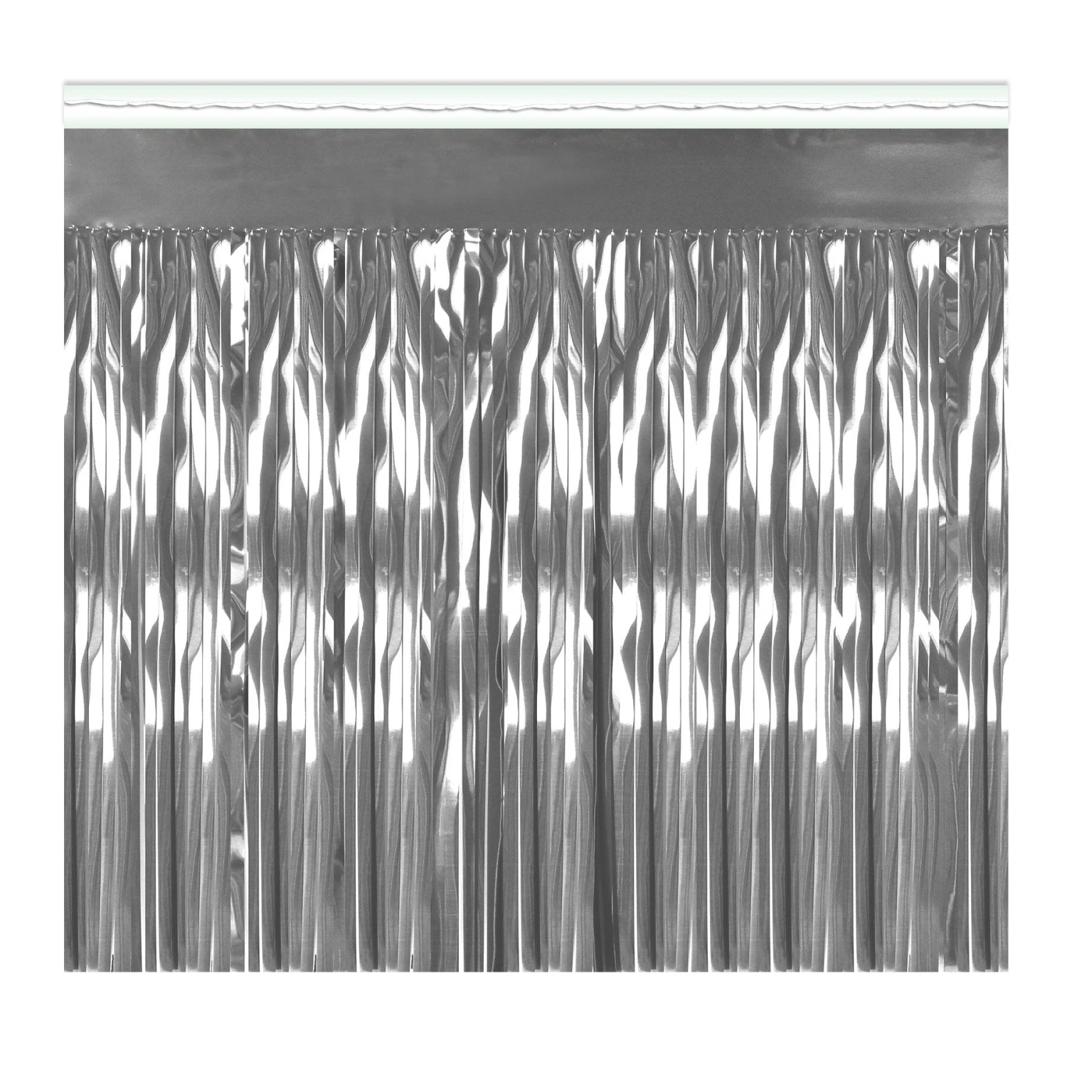 Packaged 1-Ply Metallic Party Fringe Drape - Silver 1 Packaged 1-Ply Metallic Party Fringe Drape - Silver