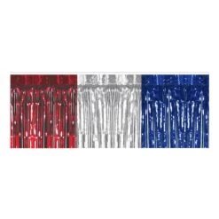 Packaged 1-Ply Metallic Party Table Skirt - Red - Silver - Blue