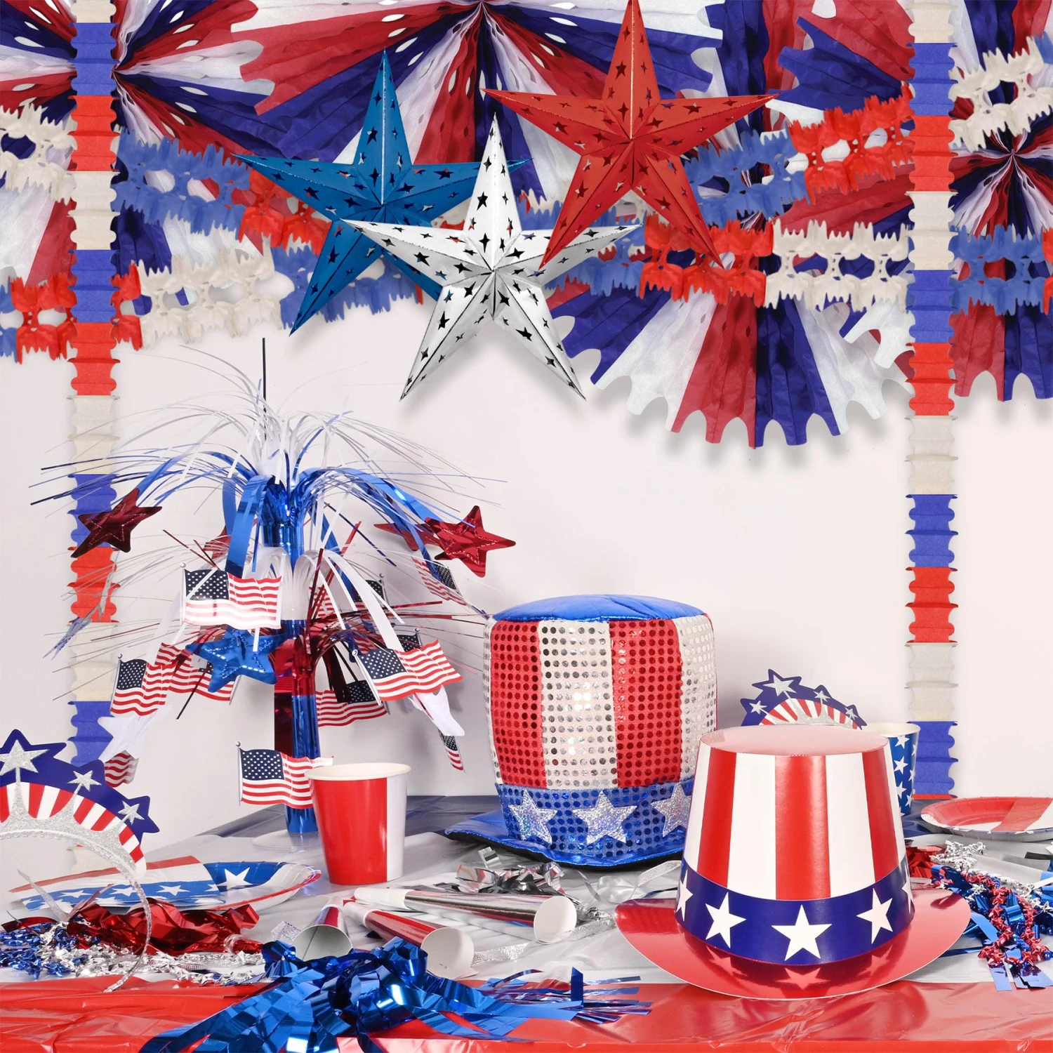 Pageant Party Garland - Red - White - Blue 2 Pageant Party Garland - Red - White - Blue - Image 2