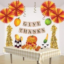 Thanksgiving Tissue Fan - Golden-yellow - Orange - Red -Bulk Party Supplies Shop 55293 GOR i2