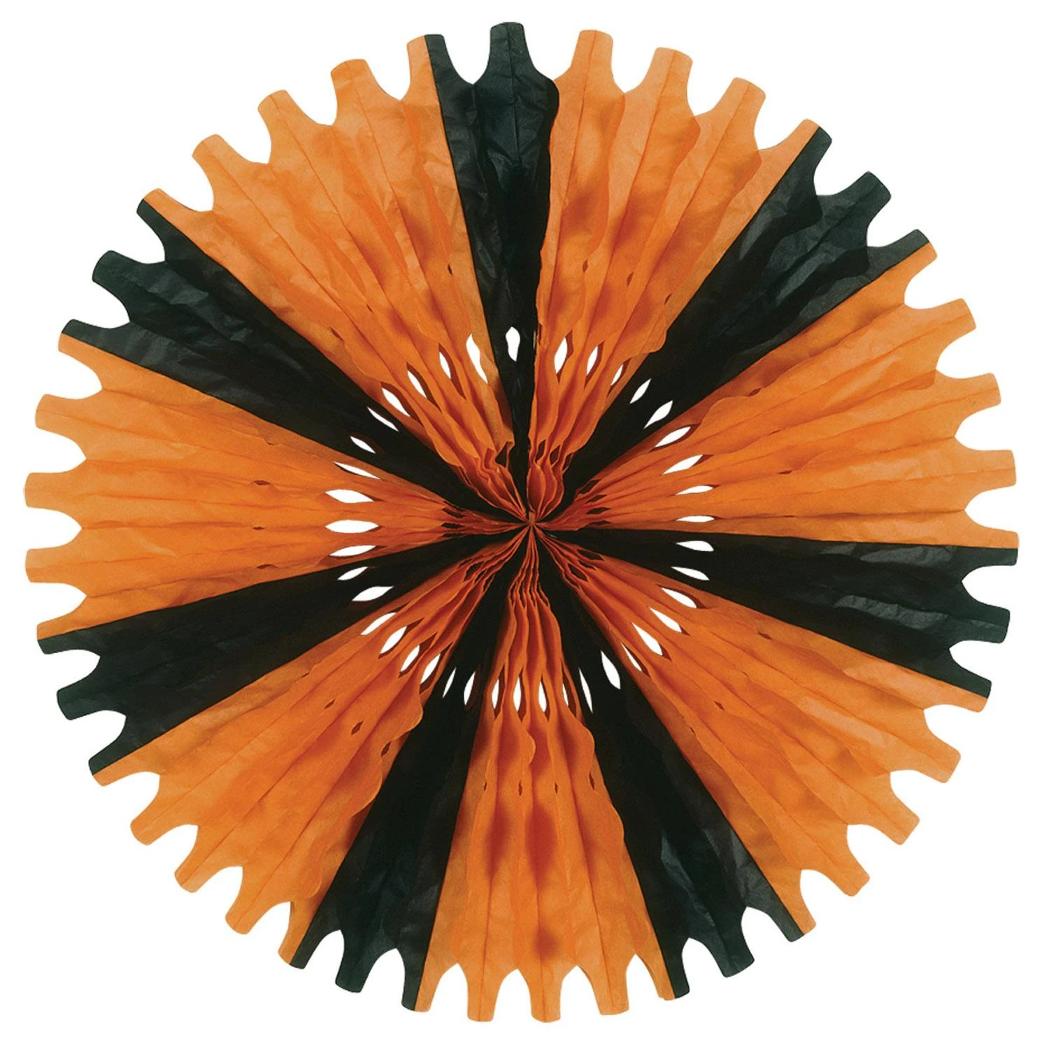 Halloween Tissue Fan - Orange & Black 1 Halloween Tissue Fan - Orange & Black