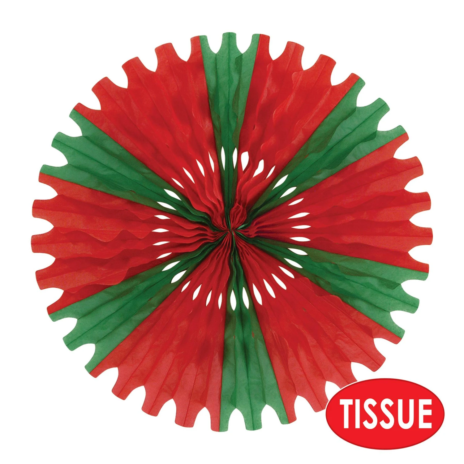 Christmas Tissue Fan - Red & Green 3 Christmas Tissue Fan - Red & Green - Image 3