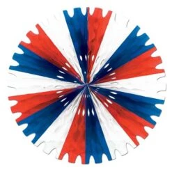 Tissue Party Fan - Red - White - Blue