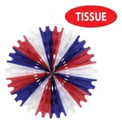 Tissue Party Fan - Red - White - Blue -Bulk Party Supplies Shop 55293 RWB i4 1