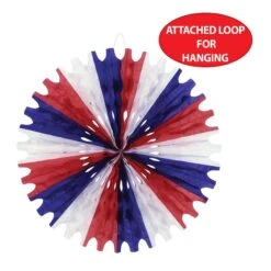 Tissue Party Fan - Red - White - Blue -Bulk Party Supplies Shop 55293 RWB i4