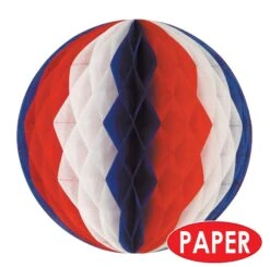 12 Inch- Tissue Party Ball - Red - White - Blue -Bulk Party Supplies Shop 55612 RWB i4
