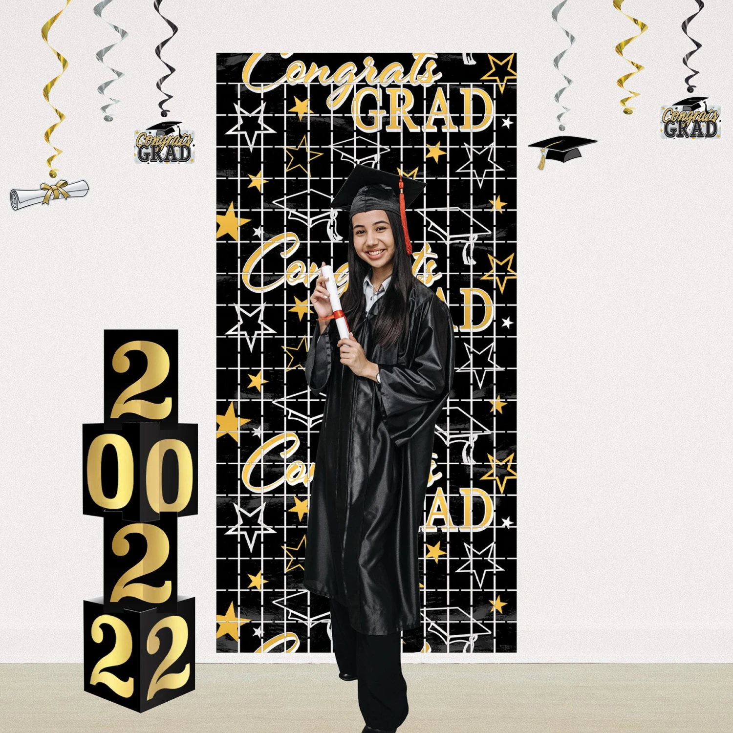 Congrats Grad Metallic Graduation Party Square Curtain (6 Packages) 3 Congrats Grad Metallic Graduation Party Square Curtain (6 Packages) - Image 3
