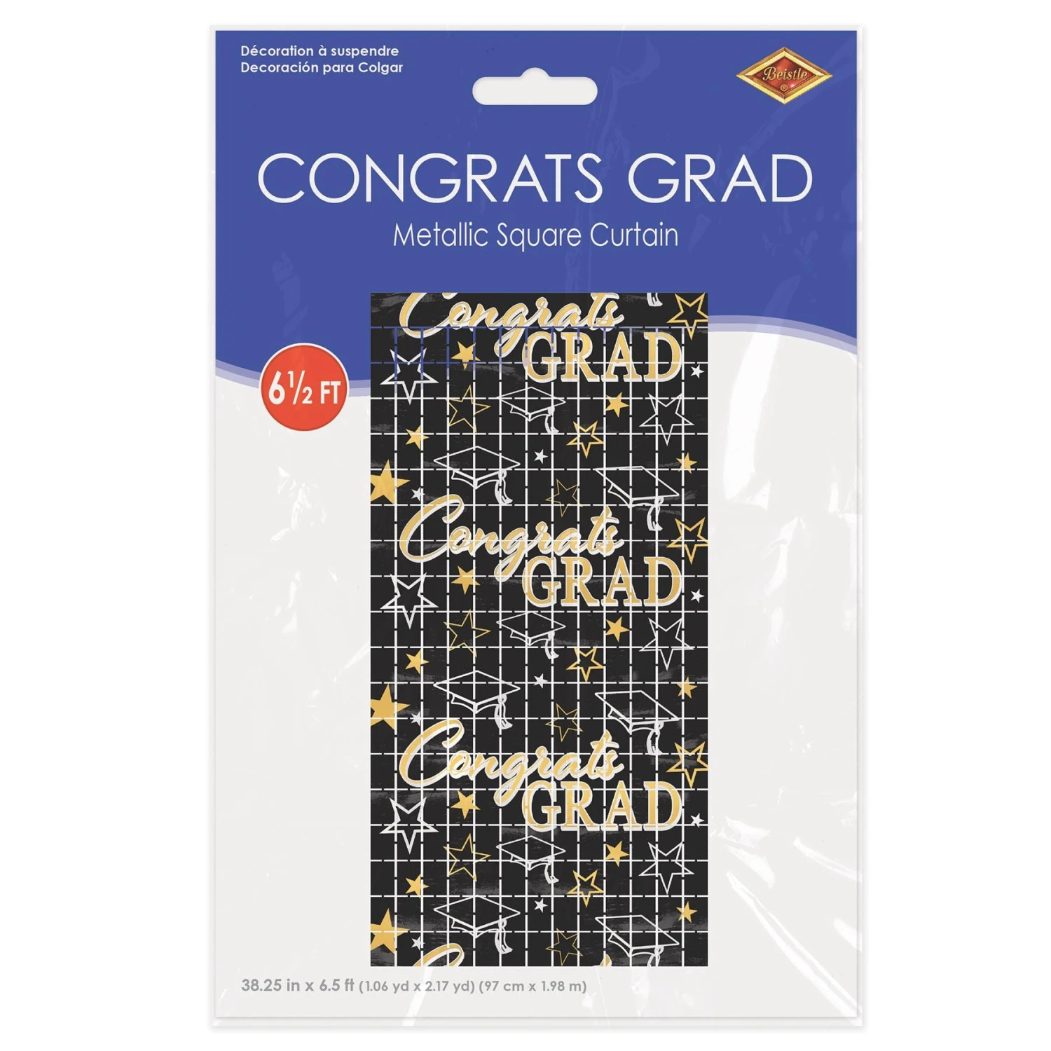 Congrats Grad Metallic Graduation Party Square Curtain (6 Packages) 4 Congrats Grad Metallic Graduation Party Square Curtain (6 Packages) - Image 4