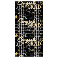 Congrats Grad Metallic Graduation Party Square Curtain (6 Packages)