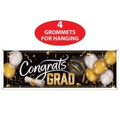 Congrats Grad Graduation Party Sign Banner (12 Packages) -Bulk Party Supplies Shop 56047 i4