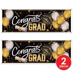 Congrats Grad Graduation Party Sign Banner (12 Packages) -Bulk Party Supplies Shop 56047 i7 1