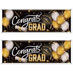 Congrats Grad Graduation Party Sign Banner (12 Packages) -Bulk Party Supplies Shop 56047 i7