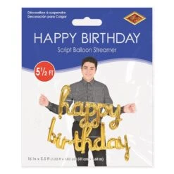 Script Gold Happy Birthday Party Balloon Streamer (6 Per Case) -Bulk Party Supplies Shop 56049 GD i3 3ae5166a 1aaf 461a 8680 060448a81ca8