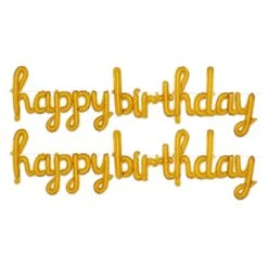 Script Gold Happy Birthday Party Balloon Streamer (6 Per Case) -Bulk Party Supplies Shop 56049 GD i7
