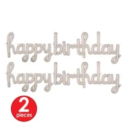 Script Silver Happy Birthday Party Balloon Streamer (6 Per Case) -Bulk Party Supplies Shop 56049 S i7 1