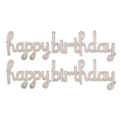 Script Silver Happy Birthday Party Balloon Streamer (6 Per Case) -Bulk Party Supplies Shop 56049 S i7